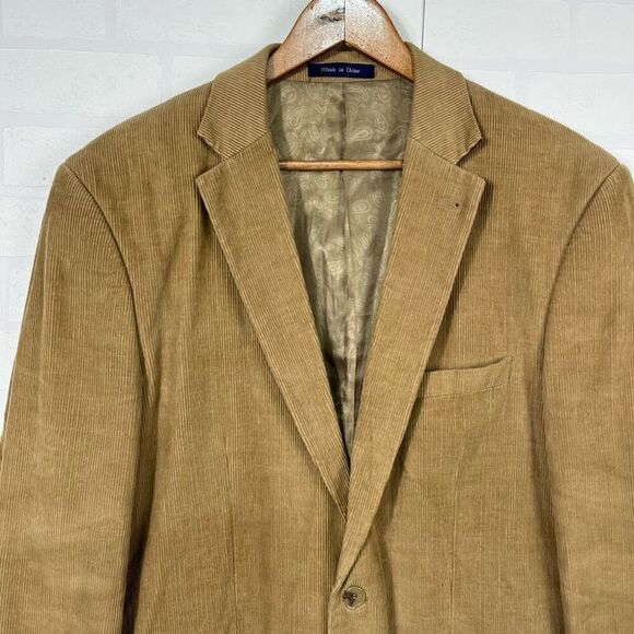 Alan Flusser Mens Corduroy blazer Size 42L Cotton Tan Brown Sport Coat - Picture 2 of 15